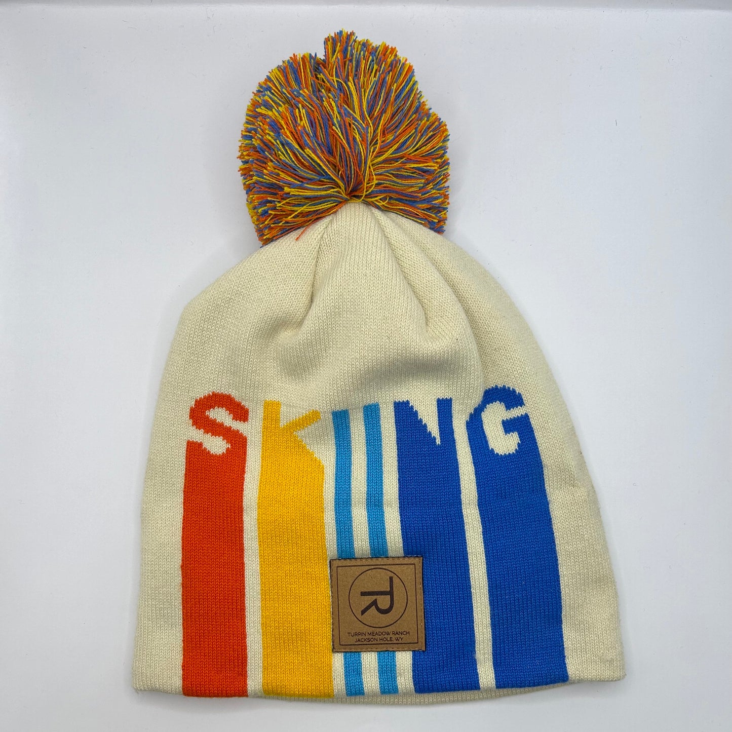 Retro Skiing Pom Beanie